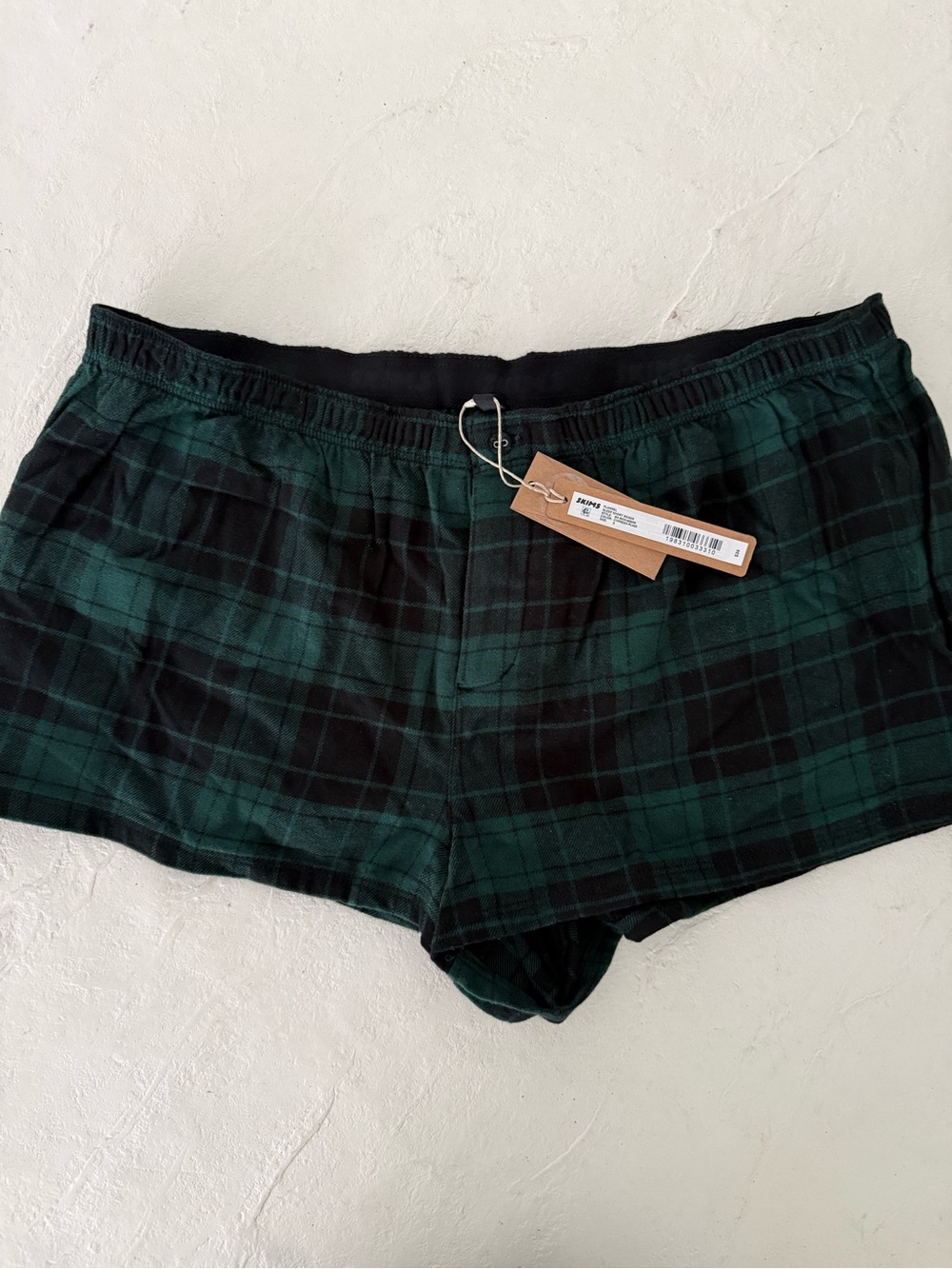 Skims FLANNEL SLEEP SHORT BOXER STYLE in CYPRESS PLAID NWT